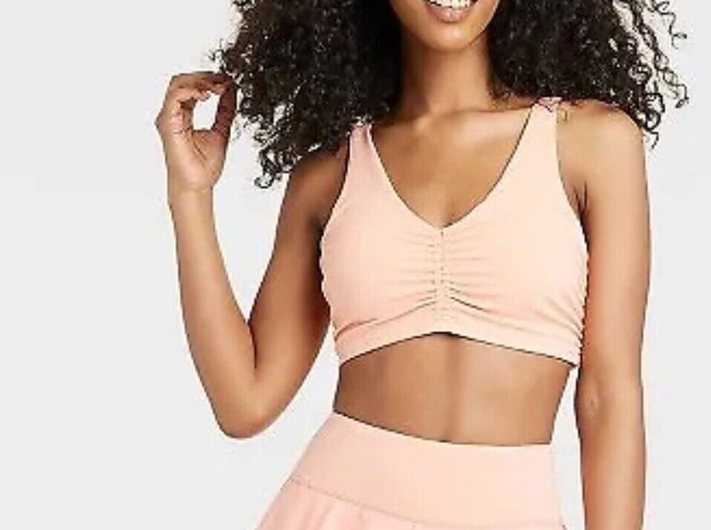 JoyLab Cinch Front Sports Bra -  Coral Pink Women's XS